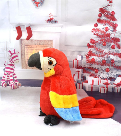 (Patent) Talking Parrot Plush Toy, Cute Mimicry Pet Animal Toy, Electronic Birthday Present for Kids (RED)