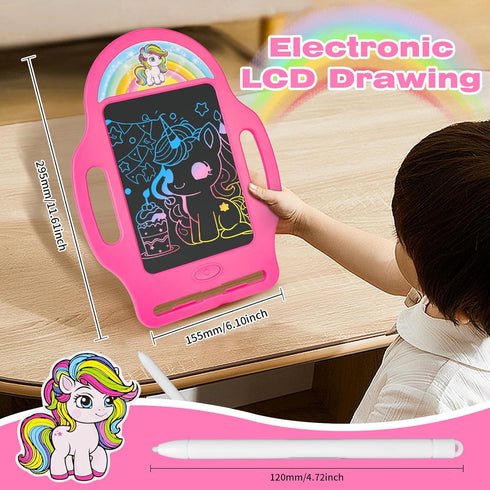8.5 Inch 2-6, Unicorn LCD Writing Tablet for Kids Drawing Tablet Doodle Board with Handle, Travel Car Toy for Girls