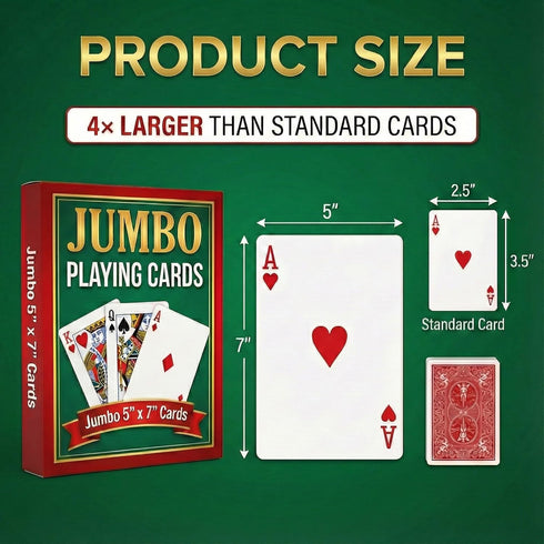 5X7 Inch Bedwina Giant Jumbo Playing Cards, Large Print Playing Cards for Seniors, Kids, Adults - Funny Deck