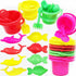 The Dreidel Company Mini Beach Day Playsets (Pack of 12) with Sand Bucket, Pail, Shovel, and Dolphin Fish Toy