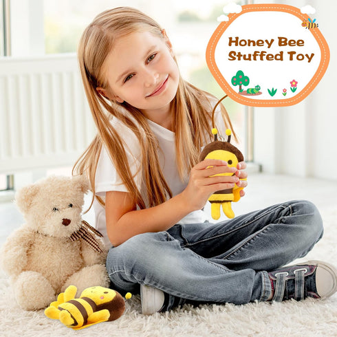 Mini Bee Stuffed Animal Toys Plush Honeybee Keychain for Room Decor Birthday Baby Shower