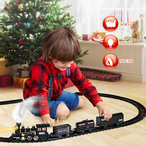 Set Sets 3 4 5 6 7 8 Train for Kids, Train Toy w/Steam, Light & Sounds, Christmas Train for Under The Tree, for Year