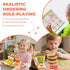 Set 3 4 5 Montessori Toys Pretend Play Food for Year Old, Wooden Fast Food Play Kitchen with Hamburger, Fries, Egg