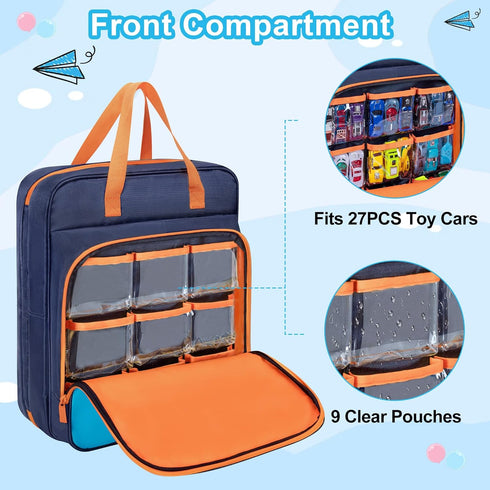 99pcs, 1/64 CURMIO Toy Cars Carrying Case Compatible with Hot Wheels Up to Portable Storage Organizer Bag for Scale Toy