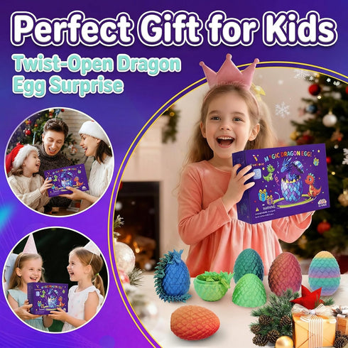 VivaNova 24 Pack 3D Printed Dragon Eggs, Surprise Eggs with Articulated Mini Dragons Inside, Easter Egg Hunt Fillers