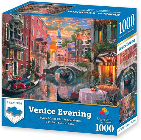 Majestic by Springbok - Venice Evening - 1000 Piece Jigsaw Puzzle Illustration of Venice Canal