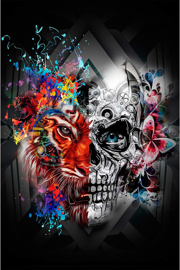 1000 Piece Jigsaw Puzzle for Adults - Tiger and Skull Wooden Puzzle, Educational Toys Gifts (29.5x19.7 Inches)