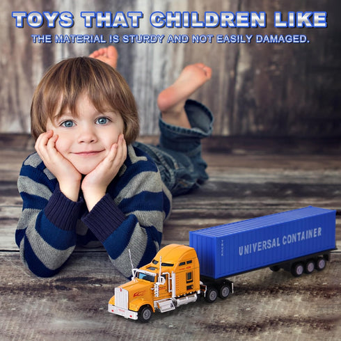 AIUAZA 1/65 Truck Model, Detachable Cargo Container, Children's Toy, Alloy Semi Truck, Trailer Toys for Boys