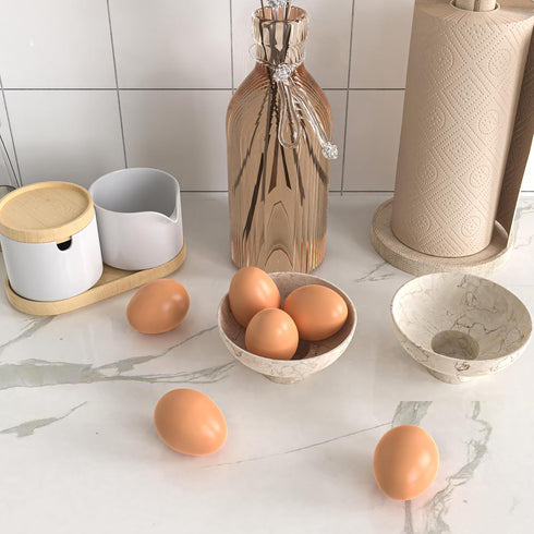 6Pcs YunKo Wooden Fake Eggs Brown Wood Nest Easter Eggs for Craft Decorate Get hens to Lay Egg Chicken Coop Accessories