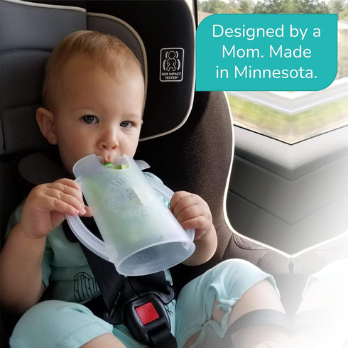 Squeeze Proof Food Pouch Holder for Toddlers, Mess Free Juice Box Drink and Applesauce Snack Holder