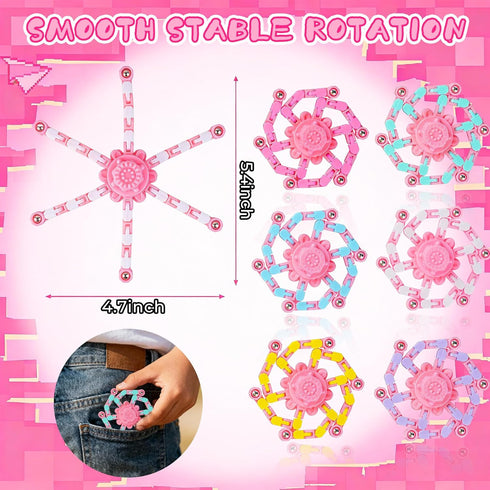 24PCS Pink Transformable Fidget Spinners,Sensory Bulk Robot Fidget Stress Relief Toys for Girls,Bulk Sensory Fidget