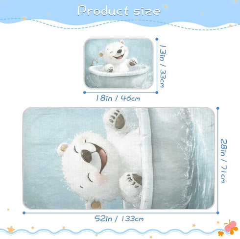 EtherSpher 28" 52" Cute Polar Bear Retro Bathtub Cooling Baby Mattress pad Waterproof x Ultra Soft Pads Washable