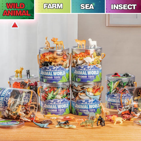 60 Piece Mini Zoo Animal Toy with Gift Box, Realistic Plastic Animal Figures for Sensory Bins, Birthday Gifts