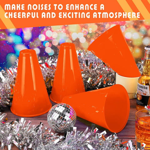 12 Pieces Orange Cheer Megaphone for Party Favors Noisemaker Toys DIY Plastic for Sports Match Game Outdoor Activities