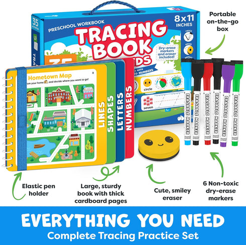 3-5 4 3 4 Preschool Learning Activities - Letter Tracing Books for Kids Ages - Toddler Handwriting Practice - Learning