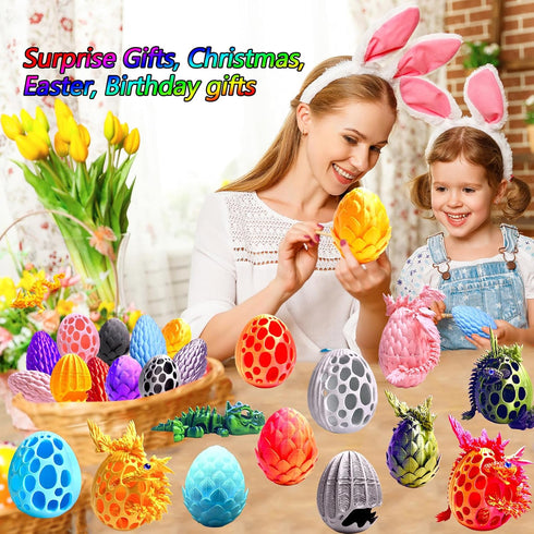 TJYZGXQ 5pcs,12" 3D 5-7 4-6 8-12 Printed Dinosaur Eggs,Dragon Egg,Crystal Dragon Toys,Snake Eggs, T RexAnimals,Fidget