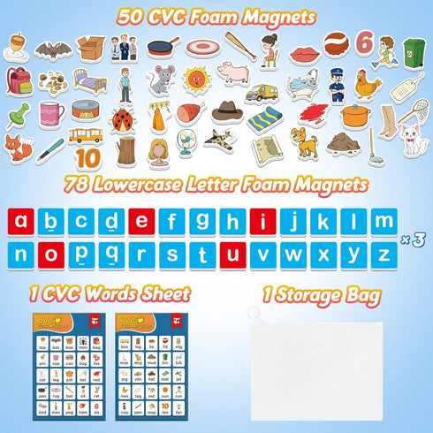 Magnetic Letters & CVC Word Games, Phonics Games, Alphabet Learning Toys, ABC Magnets for Kids, Speech Therapy Toys