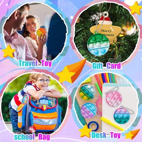 24PCS TOANWOD Pop Fidget Toys Party Favors for Kids: Goodie Bags Stuffers Stocking Stuffers - Bulk Pop Keychain