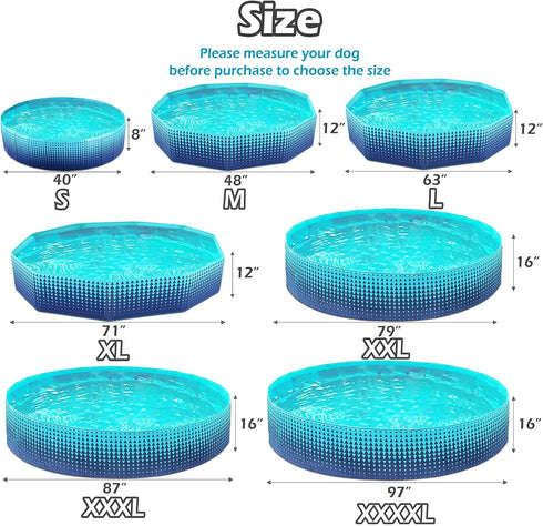 Swimming 48In,G Jasonwell Foldable Dog Kiddie Pool - Hard Plastic Kids Paddling Pool Toddler Baby Pools for Backyard