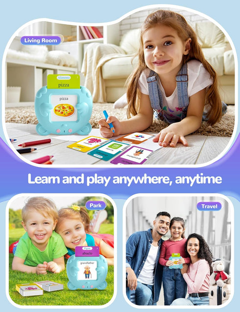 Spanish & English Talking Flash Cards for Toddlers 2-4 Years Old Bilingual Learning Toys
