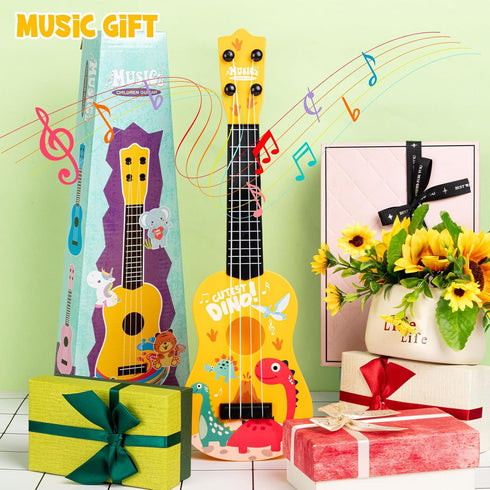 KFPPLXQ 17 Inch 4 Mini Guitar Kid Guitars Toddler Guitar Ukulele Strings Guitar for Kids Party Favor Kids Musical