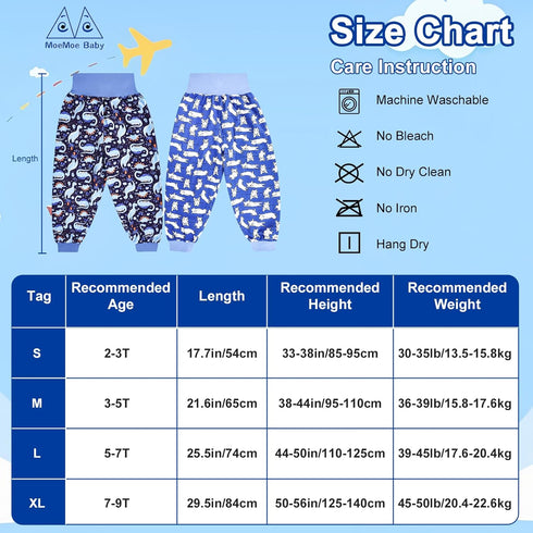 2 Packs MOEMOE BABY Leakproof Diaper Pants for Potty Training Nighttime Diaper Shorts for Toddler Boys and Girls