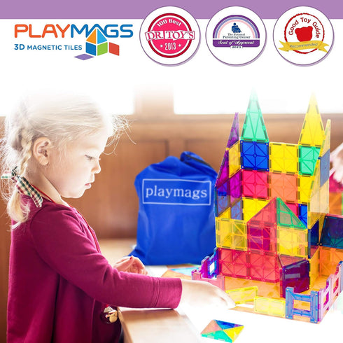 Set 55pcs Set 4 Playmags Magnetic Tiles Train Car for Kids - Magnet Building Blocks Accessory with Cars - Durable