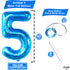 KatchOn Giant Blue Number 5 Balloon, 40 Inch, 5th Birthday Decorations for Boys, Shark Theme