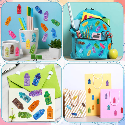 1000Pcs 2 BeYumi Colorful Laser Crayon Sticker - Back to School Laser Crayon Stickers in Rolls Holographic Colorful