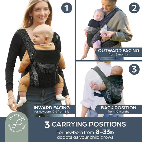 3-Position 8-33lb Backpack Dreambaby Inspire Baby Carrier Newborn to Toddler, Front & Style Infant Carrier, Breathable