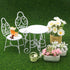 Minamzee 1/12 Sets, 9Pcs Sets, Scale Dollhouse Table Chair Metal Miniature Patio Dollhouse Fairy Garden Bistro Outdoor