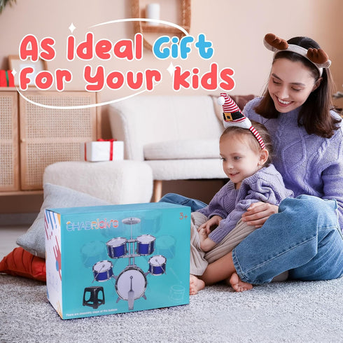 Upgraded Kids Drum Set for Toddlers 1-3, Plastic Musical Jazz Drum Instruments Kit for Birthday