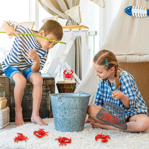 50 Lewtemi Pcs Mini Red Crab/Crawfish Toy Soft TPR Rubber Fake Crab Models Lifelike Crawfish Decorations for Early
