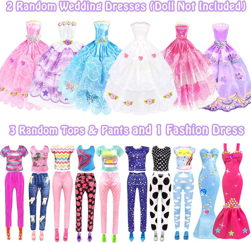 75Pcs Doll Clothes & Accessories Fashion Design Kit for 11.5 Inch Doll, Includes 2 Wedding Gowns, 10 Shoes & More