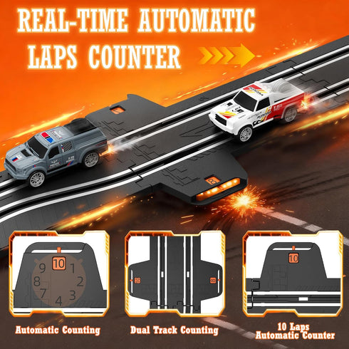 9.86ft 2-in-1 Sets 4 Set Counter,Birthday Boys(S2) Slot Car Track Toy - with Cars,Battery or Electric Car Track