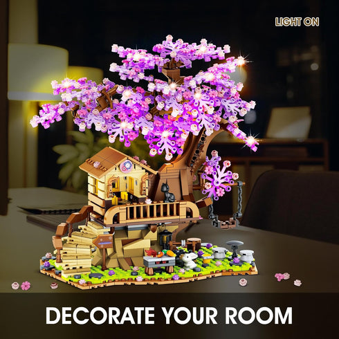 Sitodier 880pcs Set 6-14, Set 6 7 8 9 10 11 12+ Cherry Blossom Tree House Building Toy, Cherry Blossom Bonsai Building