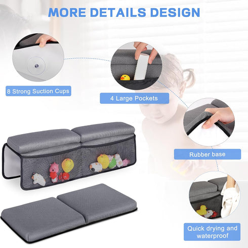 JOY ANAN Elbow Set Elbow Baby Bath Kneeler and Rest Pad - Kneeler and Support with Memory Foam and Bath Toys Organizer
