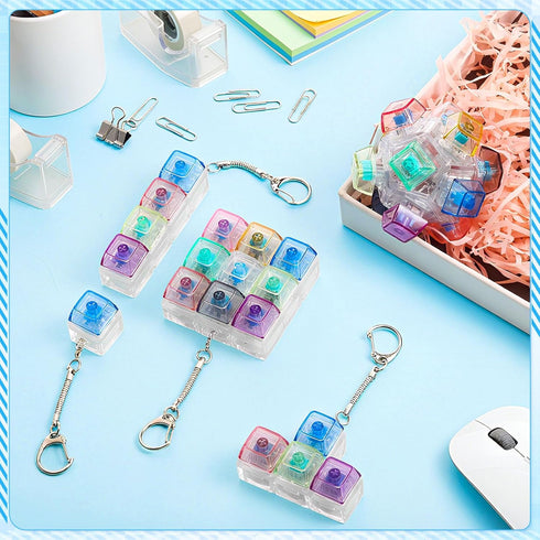 5 5 Halloscume Pcs Keyboard Adult Fidget Clicker in Styles Keyboard Fidget Keychain Cube Mechanical Key Button Clicker