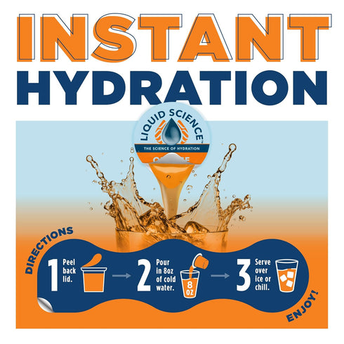 Pack 12 Liquid Science Orange by Java House - Single Serve Hydration Pods - Peel and Pour - Bright Citrus Hydration