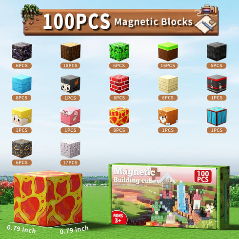 DINOSAUR PILLOW 100 3D (Multicolor-100PCS) PCS Building Blocks, Construction Build Toys, STEM Sensory Building Cubes