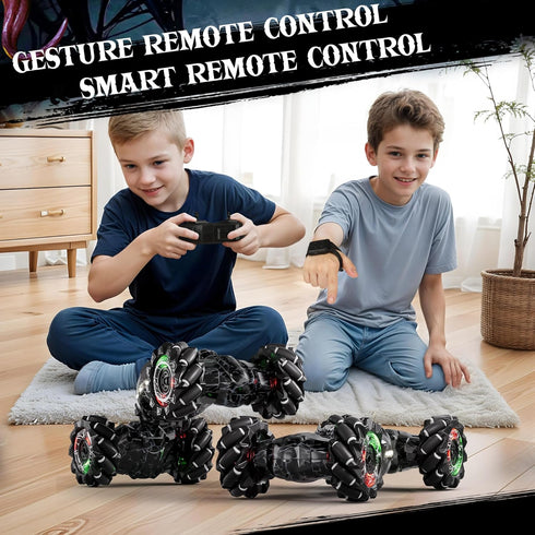 2.4Ghz 4WD 5-7 8-13 Terucle Remote Control Car, Gravity Gesture Sensing RC Cars, Monster Stunt Twist Truck Kids Toys