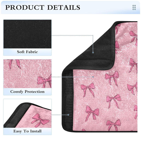 Vdsrup 2 Pack Seat Belt Covers Pink Bow Ribbon Car Seat Strap Covers Super Soft Cute Coquette Car Seat Neck Cover