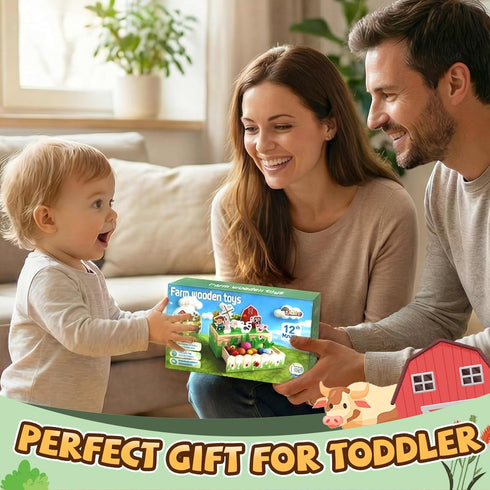 1-3 1st Montessori Toys for Year Old | Wooden Animal Farm Toddler Toys | Shape Sorting Educational Learning Fine Motor