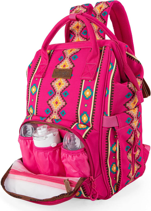 Backpack WG2204-9110HPK Montana West Wrangler Callie Diaper Bag with Stroller Straps Multifunction Baby Travel Bag