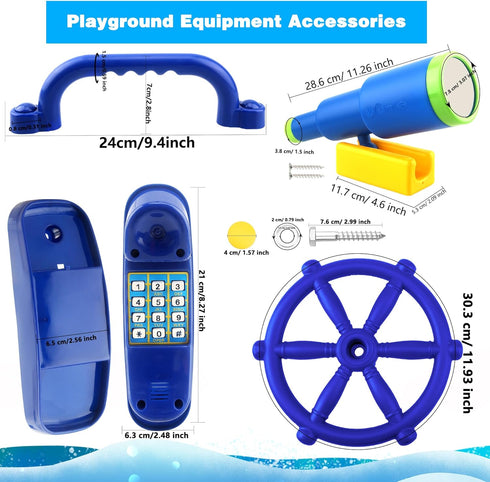 5 Pcs Kids Playground Accessories - Outdoor Plastic Steering Wheel, Pirate Telescope, and Safety Handle for Playhouse