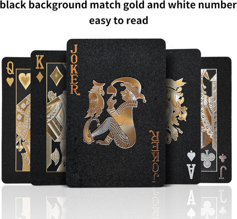 Joyoldelf Black Playing Cards - 2pcs Cool Waterproof Decks with Box - Flexible Poker Cards for Party, Game, Cardistry,