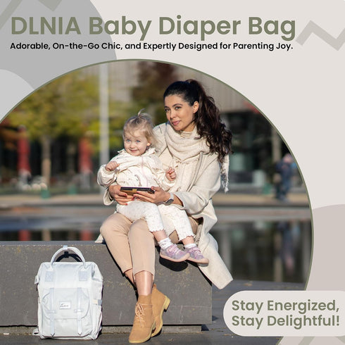 DLNIA Backpack Baby Diaper - Large Diaper Bag with Insulated Pockets, Stroller Straps, Independent Milk Bottle