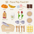 Set 21 Settings 3+ Pillowhale Wooden Picnic Basket Play Food PCS Pretend Kids Kitchen Toy with Blanket, Cutting Fruit