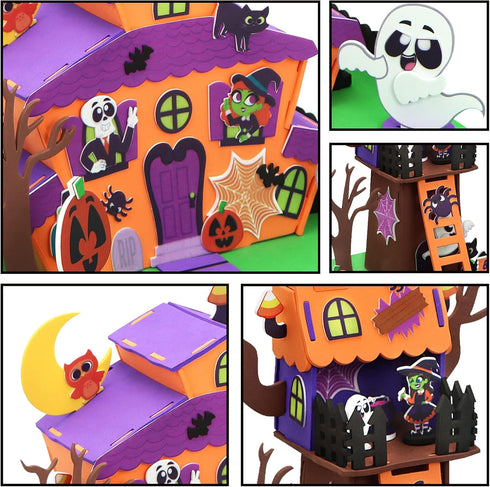 JOYIN 2 Pack Halloween Craft Kit, 3D Tree House and Pumpkin Haunted House, Art and Craft DIY Kits for Kids