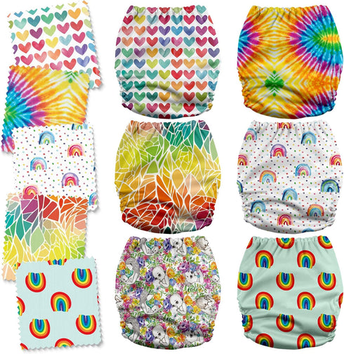 3.0 6 Pack Mama Koala Cloth Diapers for Babies, One Size Washable and Reusable Pocket Diapers for Newborns and Toddlers